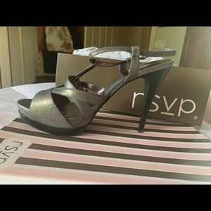 Pewter Metallic Kid Suede Leather Sandals - RSVP